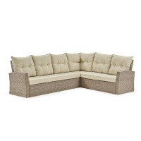 Highland Dunes Pangkal Pinang 4 Piece Sectional Complete Patio Set with Cushions