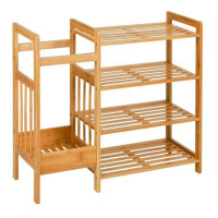 Rebrilliant 4-Tier Bamboo 8-Pair Entryway Shoe And Accessory Organizer Rack, Natural