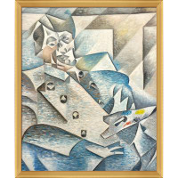 Orren Ellis La Pastiche Portrait Of Pablo Picasso With Piccino Luminoso Frame, 22.5" X 26.5"