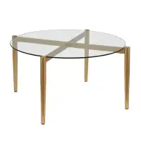 Mercer41 Gidran 36" Glass And Steel Round Coffee Table