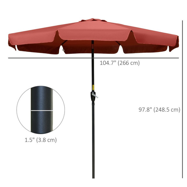 Patio Umbrella 104.7" x 104.7" x 97.8" Wine Red in Patio & Garden Furniture - Image 3