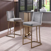Everly Quinn Woker Furniture Bar Stools Set Of 2 Counter Height 26" Bar Stools With Back, Gold Brushed Barstools Modern