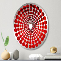 East Urban Home Red Perpetual Pulse Vortex II - Radial Dot Decorative Mirror MIR106162 O