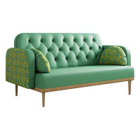 Mercer41 Modern Green Tulip-patterned Loveseat: Upholstered 2-seater Pu Sofa With Dumpling-shaped Pillows