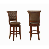 Wildon Home® 2Pc Beautiful Traditional Upholstered Swivel Bar Stool With Button Tufting Padded Back