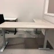 Global Height Adjustable L-Shape Desk – 72 x 72 – Noce Grigio – Showroom Model