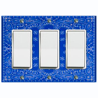WorldAcc Metal Light Switch Plate Outlet Cover (Blue Paisley Bandana Circle Black Tile   - Single Toggle)