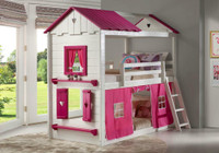 DONCO - Twin Sweetheart Bunk Bed BUNKBED Twin/Twin White/Pink or Blue  1570-TTWP & 1580-TTWP ( Tent Option Available )