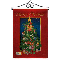 Breeze Decor Merry Christmas Tree Winter Impressions 2-Sided Burlap 19 x 13 in. Garden Flag