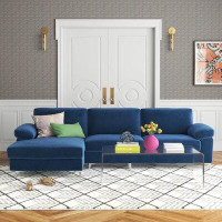 Etta Avenue™ Dupond 103.5" Velvet Pillow Top Arm Sofa Chaise with Reversible Cushions