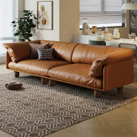 Crafts Design Trade 86.61" Orange Genuine Leather Modular Sofa cushion couch