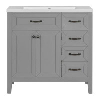 Wildon Home® Solid Wood+MDF 30" Bathroom Vanity with Sink,Bathroom Cabinet with Doors and Drawers