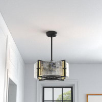 Willa Arlo™ Interiors Korsen 4-Light Fan D''lier In Matte Black With Warm Brass Accents