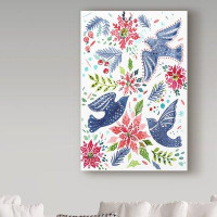 The Holiday Aisle® Tibay Christmas Birds' Watercolor Painting Print on Wrapped Canvas