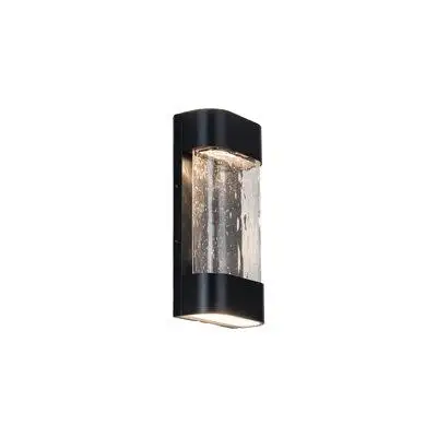 This surface mount exterior wall light combines hand-crafted glass and metal elements. This formed a...