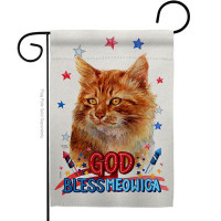 Breeze Decor Patriotic Ginger Garden Flag Cat Animals 13 X18.5 Inches Double-Sided Decorative House Decoration Yard Bann