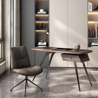 Recon Furniture 47.24" Brown and grey rectangular solid wood desk