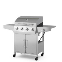 Costway Costway 5-burner Propane Gas Bbq Grill Withside Burner,thermometer,prep Table 50000 Btu