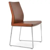 sohoConcept Pasha Upholstered Solid Back Side Chair in Brown