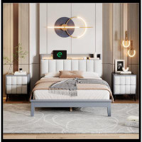 Latitude Run® 3-Pieces Bedroom Sets,Platform Bed And Two Nightstands