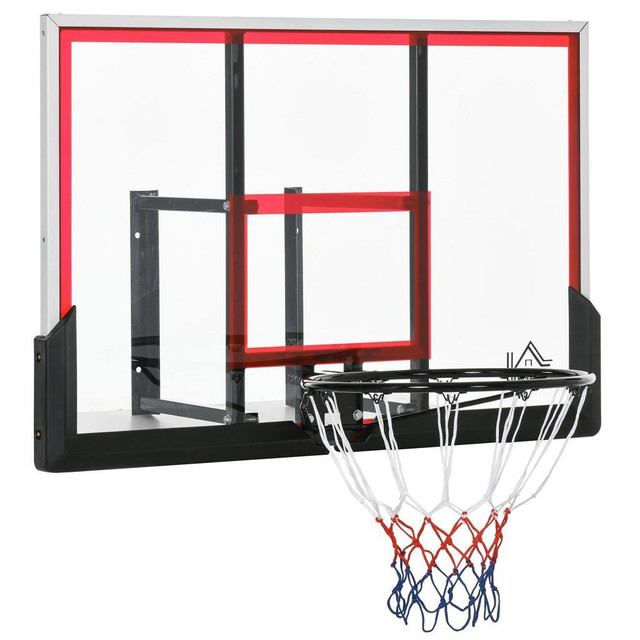 WALL MOUNTED BASKETBALL HOOP, BACKBOARD AND RIM COMBO, WITH 43 X 30 SHATTER PROOF BACKBOARD in Basketball