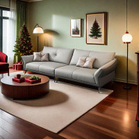 ULTORU 82.68" Grey Genuine Leather Modular Sofa cushion couch