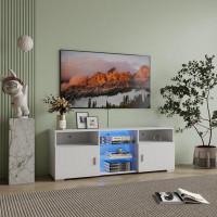 Wrought Studio TV Stand For 32-60 Inch TV, Television Table Centre Media Console With Drawer And Led Lights, Matt Entert