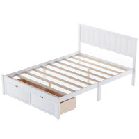 Red Barrel Studio Full Size Platform Bed with Under-bed Drawers, White
