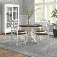 August Grove Wisser Oak and Rubbed Off-White 5-Piece Dining Set