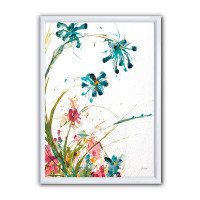 East Urban Home Blue Abstract Blossoming Farmhouse Flowers - Picture Frame Print on Canvas