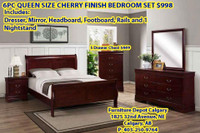 6pc queen size soild wood bedroom set $998