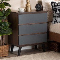 George Oliver George Oliver Studio Rashmi Modern And Contemporary Two-Tone Walnut And Grey Finished Wood 3-Drawer Bedroo