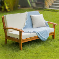Red Barrel Studio Laurent Acacia Outdoor Loveseat with Cushion