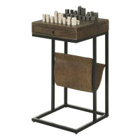 17 Stories Paitynn Tobacco and Black 1-Drawer Side Table