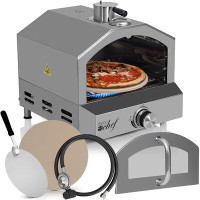 Deco Chef 2-in-1 Propane Gas Pizza Oven & Grill, Portable, With Pizza Stone, Peel, Rack