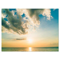 Made in Canada - Design Art Clouds Together Over Blue Seashore Seashore - Wrapped Canvas Photograph Print