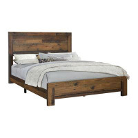 Millwood Pines Andromede Panel Bed in Rustic Pine