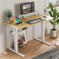 17 Stories Electric Height Adjustable Standing Desk,Sit to Stand Ergonomic Computer Desk,Brown,63'' x 24"