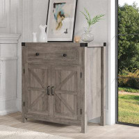 Gracie Oaks Buffet Sideboard with Drawer and Adjustable Shelf, Barn Door Storage Cabinet , Grey