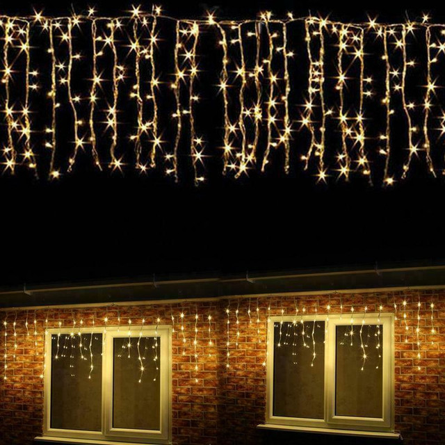 NEW 12 FT HANGING ICICLE CURTAIN LED LIGHT OUTDOOR 96OLL in Outdoor Lighting in Manitoba - Image 4