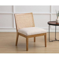 Bay Isle Home™ Rattan Accent Armless Chair With Wood Legs, Comfy Side Chair With Round 15.25" H Mid-Back, 22" Wide Uphol