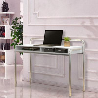 Wrought Studio Office Desk With 2 Compartments And Tubular Metal Frame