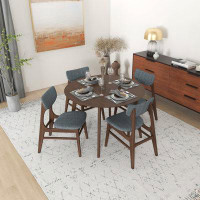 Corrigan Studio Amber Modern Solid Wood Round Dining Table And Chair Set Dining Room Furniture Set
