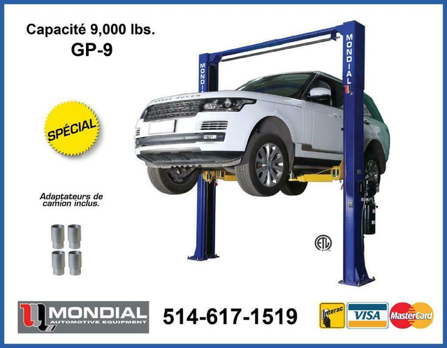 Lift auto 9000 lbs 2 poteaux pour garage, Elevateur Lift de garage 9000 lbs  avec plancher libre - Pont elevateur NEUF in Other in Québec