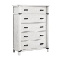 Gracie Oaks Archiebald Modern Style 5-Drawer Chest Made With Wood In Antique White