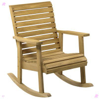Winston Porter Wooden Outdoor Rocking Chair, Traditional Slatted Wood Rocker Chair
