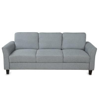Latitude Run® Grey Living Room Linen Sofa Three Seater