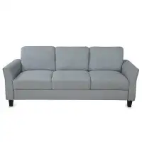 Latitude Run® Grey Living Room Linen Sofa Three Seater