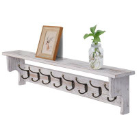 August Grove Amarisa Solid Wood 8 - Hook Wall Mounted Coat Rack with Storage