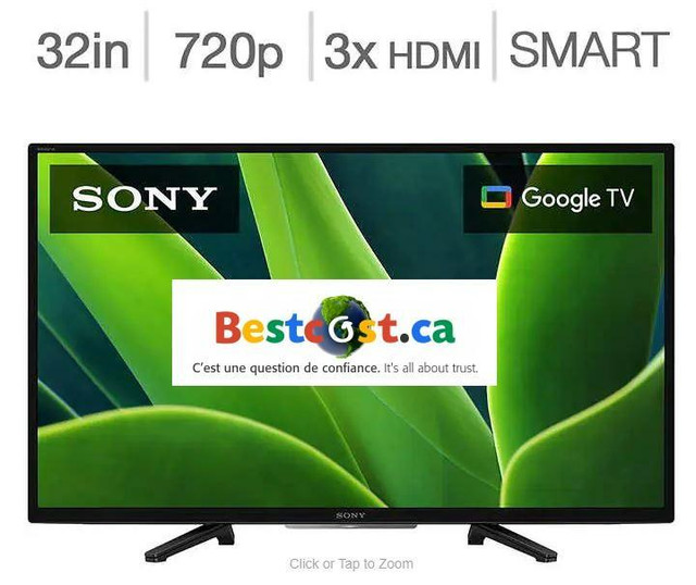 Télévision DEL 32 KD32W830K 720p HDR Smart Google TV WI-FI Sony - ON EXPÉDIE PARTOUT AU QUÉBEC ! - BESTCOST.CA in TVs in Greater Montréal